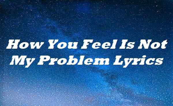 How You Feel Is Not My Problem Lyrics
